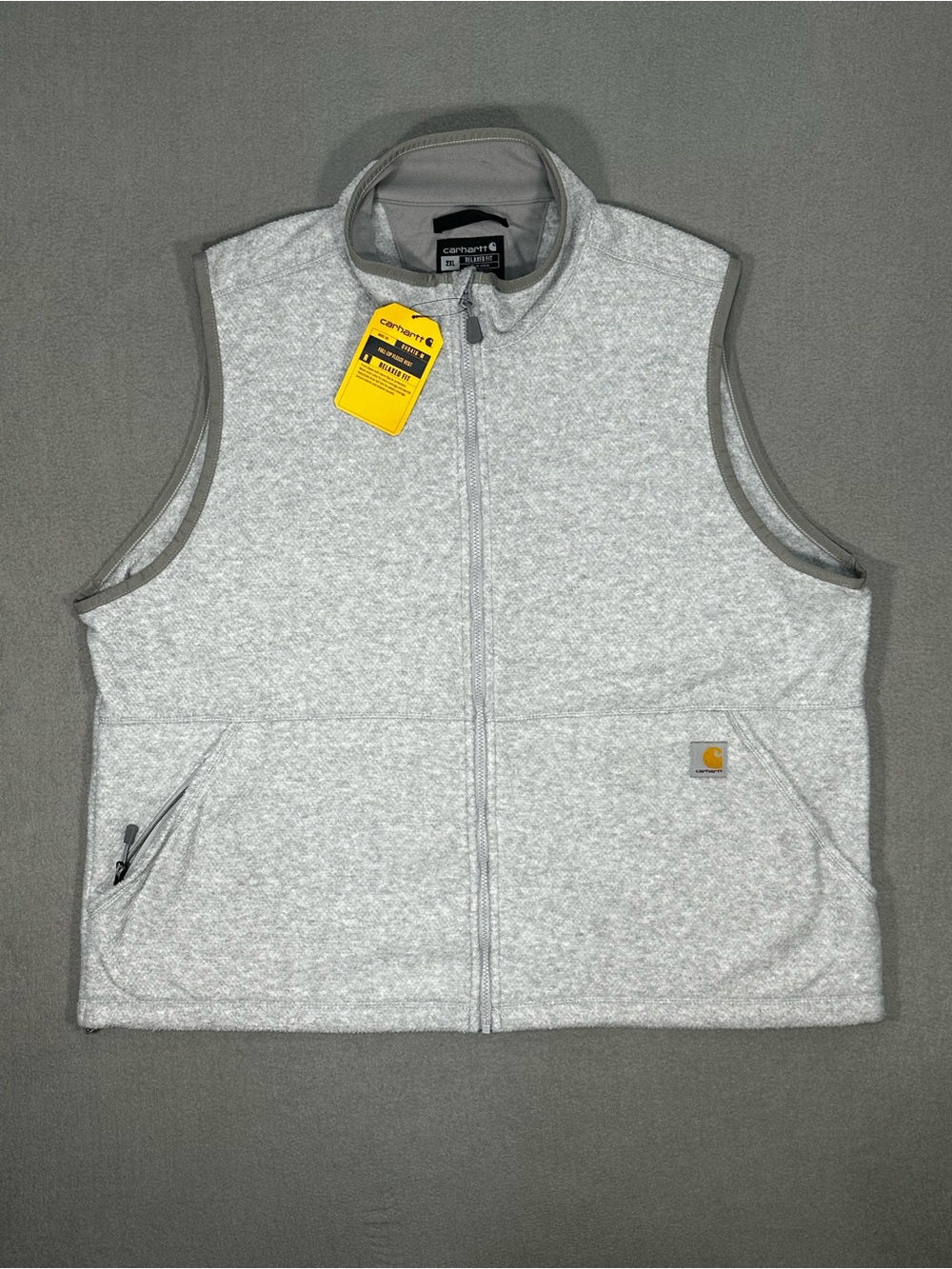 NWT Carhartt Men’s 2XL OV6418-M Full Zip Fleece Vest Gray Relaxed